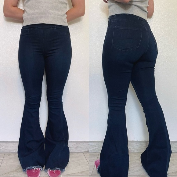 Flying Monkey | High Rise Super Flare Dark Wash Bell Bottom Stretchy Jeans - Picture 10 of 10